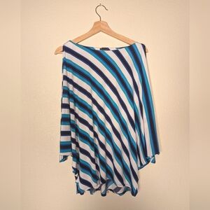 Worthington Asymmetrical Blue and White Skater Skirt